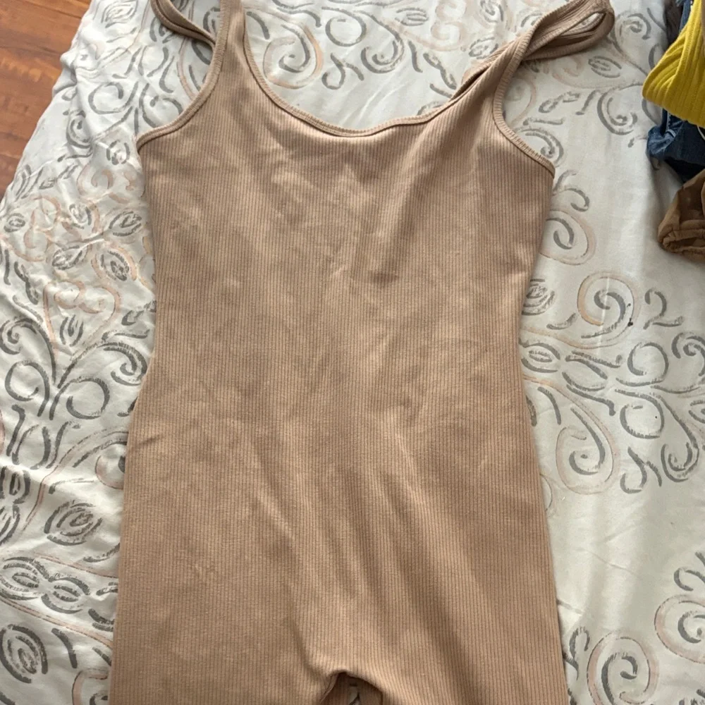 Tan Ribbed Jumpsuit - Picture 1 of 2